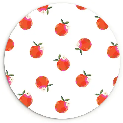 Oranje - Sinasappel - Bloemetje Wandcirkel plexiglas klein 852 -3d