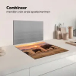 Olifanten - Savanne - Zonsondergang - Afrika - Warm Inductie beschermer vinyl 3mm middel -wsfeer7_website