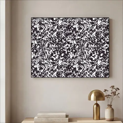 Spat - Stippen - Zwart - Wit Textielframe zwart klein 947 -sfeer2