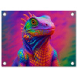 Kameleon - Dieren - Neon - Kleur tuinposter los doek klein -3d