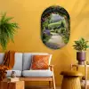 Doorkijk - Tuinboog - Bloemen - Natuur - Pad Wandcirkel Ovaal Glas middel -sfeer4