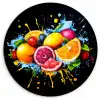 Fruit - Graffiti - Kleurrijk - Sinaasappel - Aardbei - Abstract Wandcirkel kunststof plaat 5mm dik klein -3d