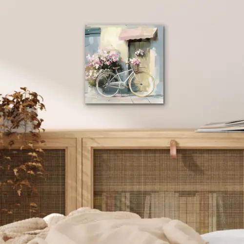 Fiets - Pastelkleuren - Bloemen aluminium wit klein -sfeer3