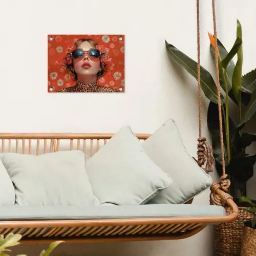 Vrouw - Kleurrijk - Dierenprint - Bloemen tuinposter los doek klein -sfeer7