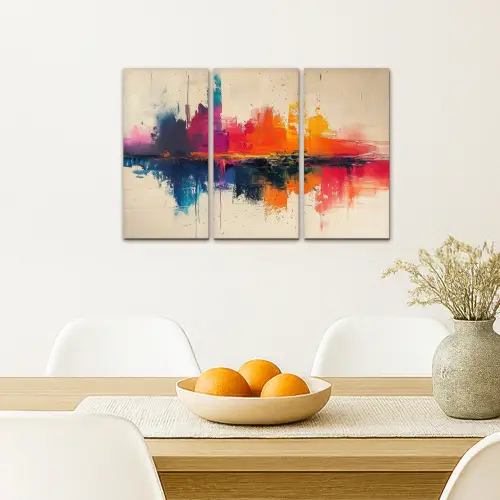 Kleurrijk - Abstract - Verflook - Modern Canvas - Meerluiken 3 luik klein -sfeer4