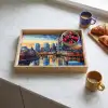 Zonsondergang Frankfurt - Stad - Skyline - Water Dienblad Rechthoek middel -sfeer2