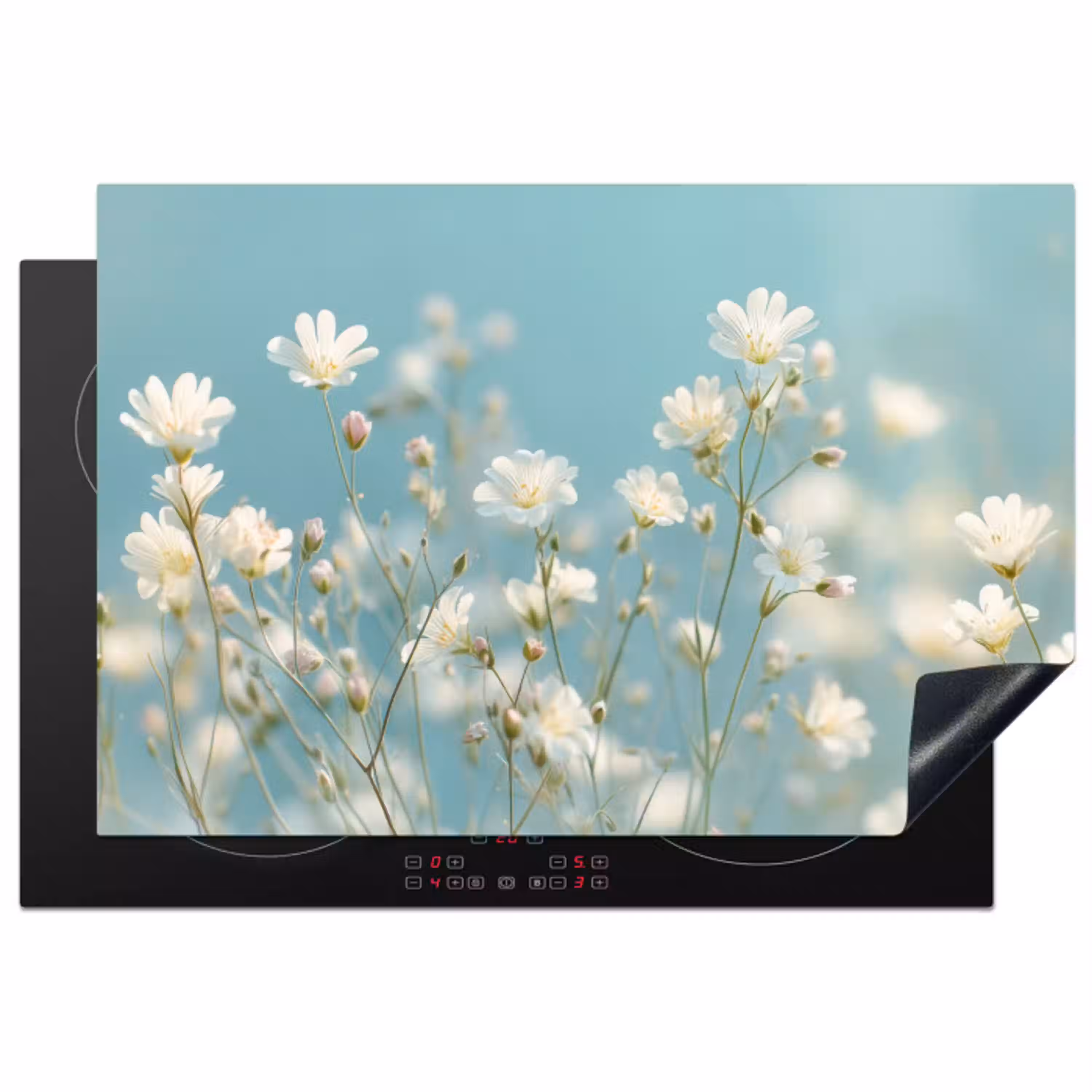 Stängel – Blumen – Luft – Weiß Inductie beschermer vinyl 3mm klein -3d