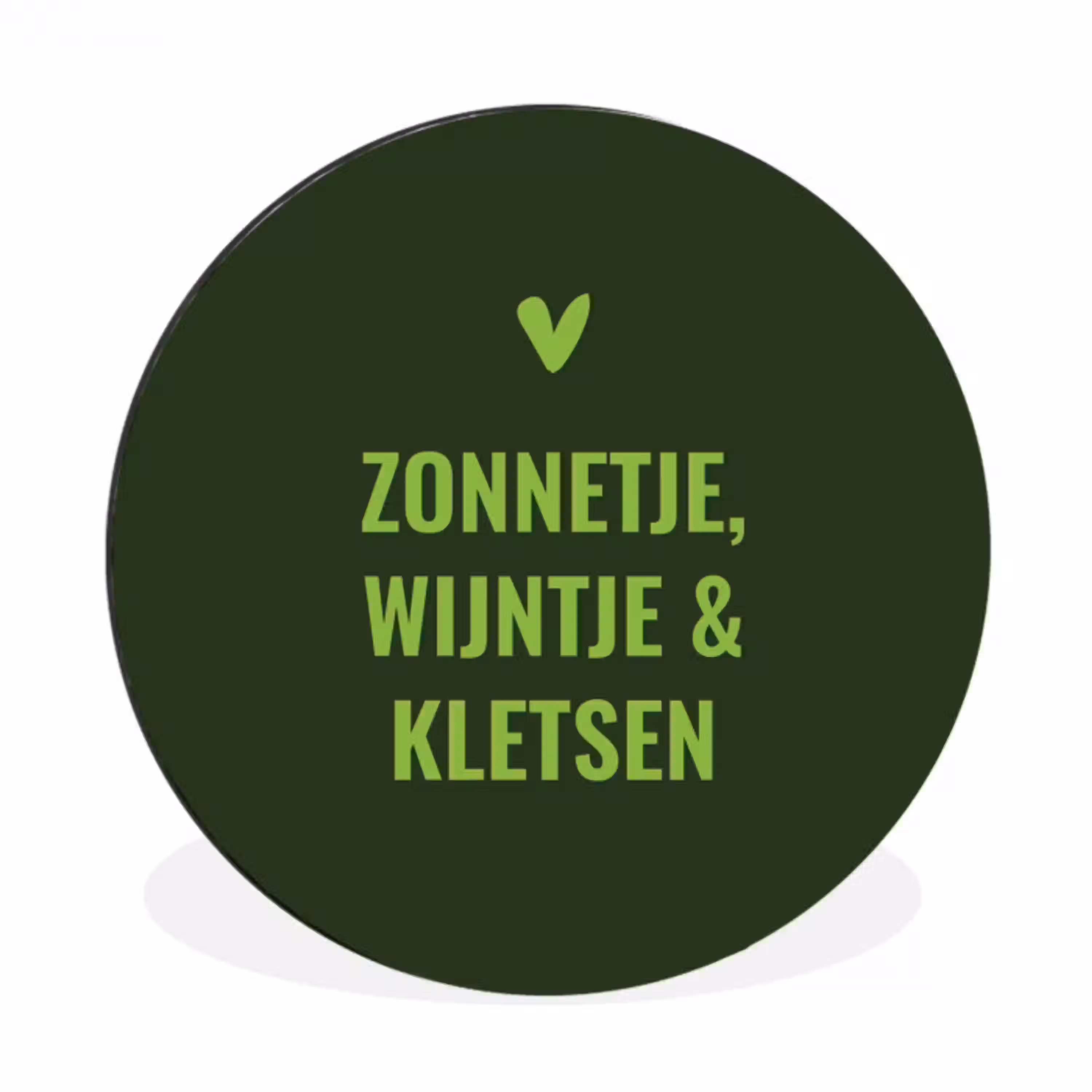 Donkergroen - Quote - Zon - Zomer Wandcirkel aluminium klein -3d