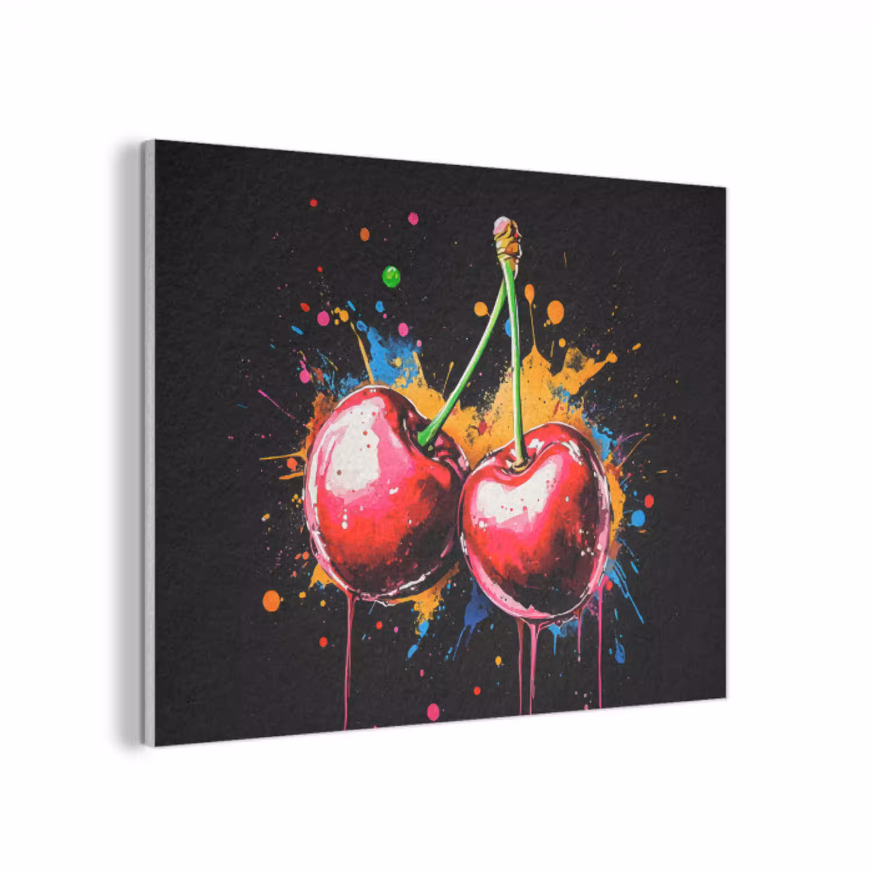 Kersen - Fruit - Graffiti - Verf - Abstract - Modern - Kleurrijk PET vilt klein -3d