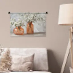 Vazen - Bloemen - Oranje Wandkleed katoen klein -sfeer4