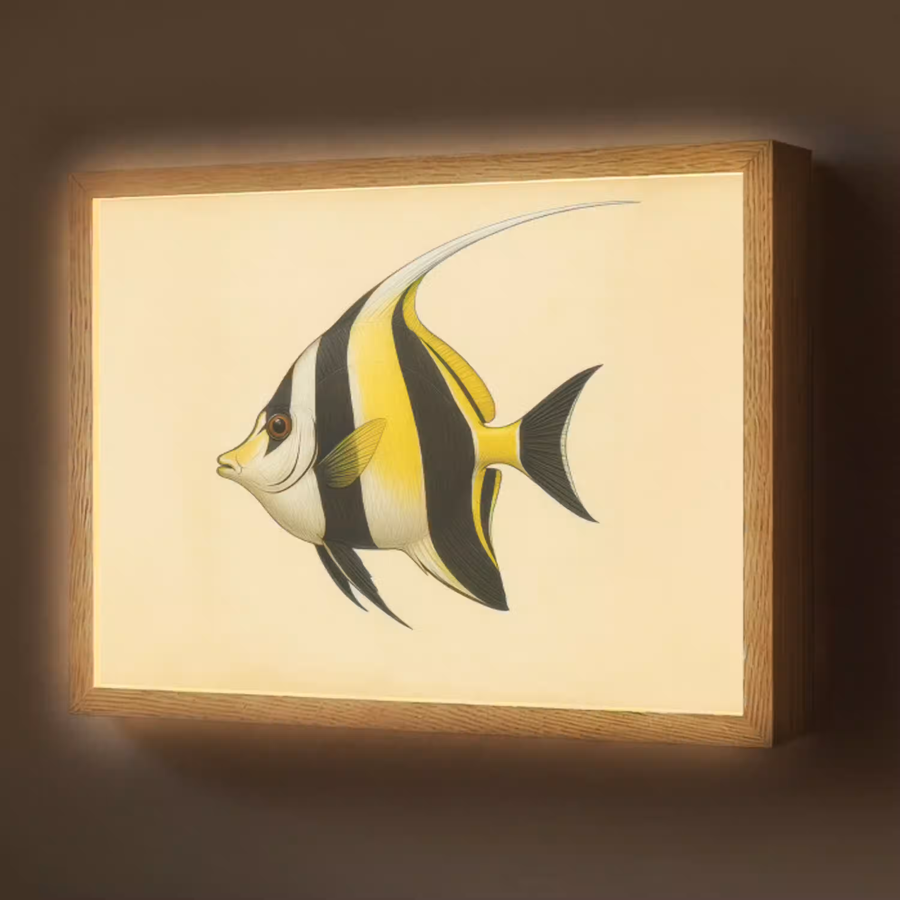 Vis - Sierlijk - Rugvin - Geel Light Box met batterij (Wandlamp) middel -z3d_website
