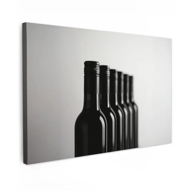 Buiten canvas - Wijnflessen - Zwart - Minimalistisch