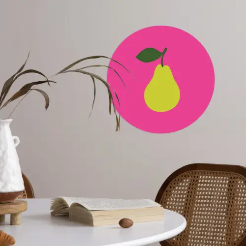 Illustratie - Fruit - Peer - Groen Wandcirkel behangsticker klein -sfeer3