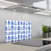 Patroon - Huizen - Blauw keuken achterwand spatscherm klein 900 -3d_schuin