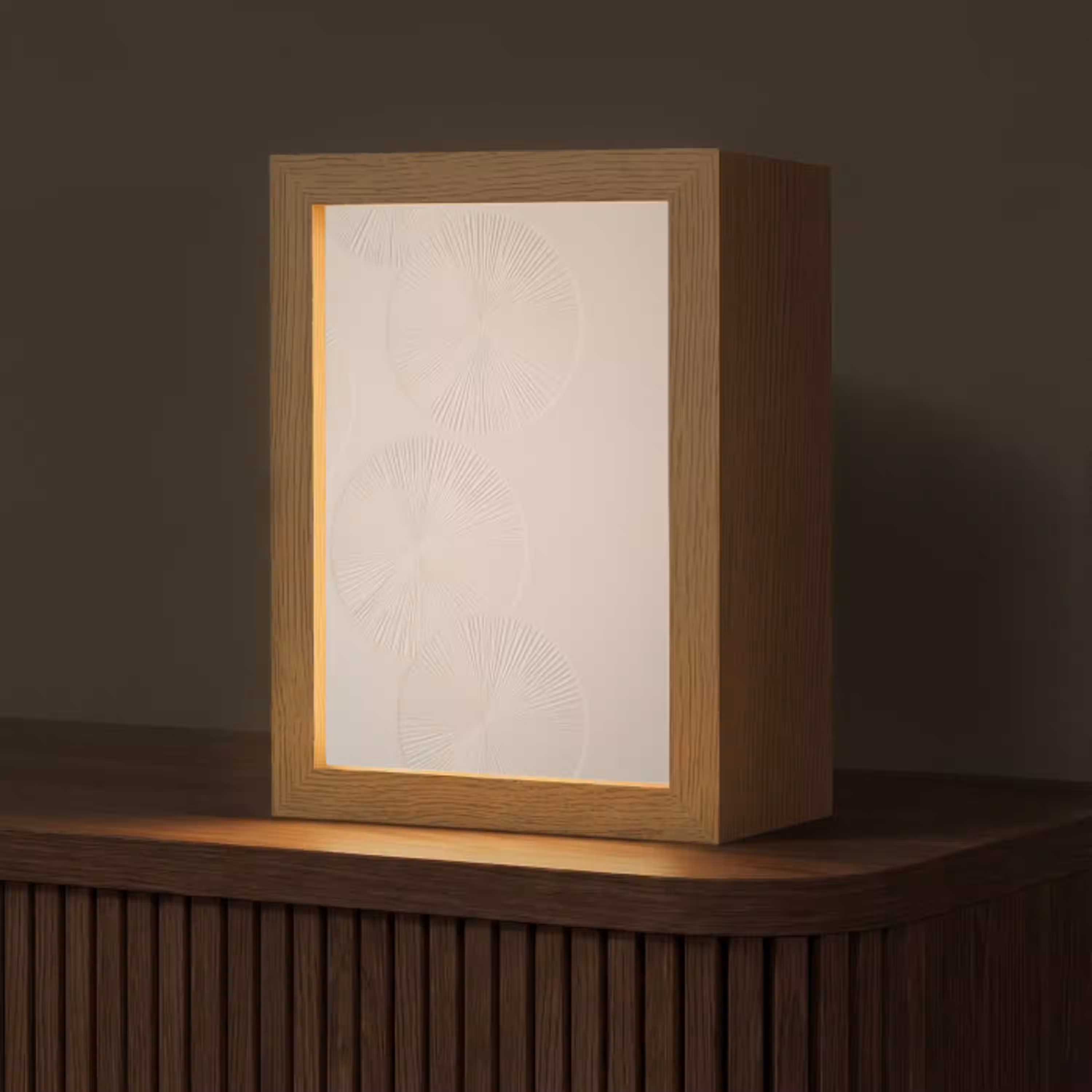 Japandi - Beige - Modern Light Box met kabel (Tafellamp) klein -z3d_website