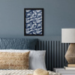 Botanisch - Patroon - Blauw fotolijst zwart zonder passe partout klein 224 -sfeer3