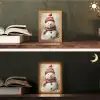 Sneeuwpop - Winter - Sneeuw - Beige Light Box met kabel (Tafellamp) klein -sfeer3