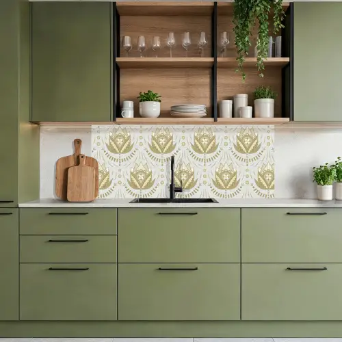 Bloemen - Goud - Patronen keuken achterwand 2 middel 871 -sfeer3