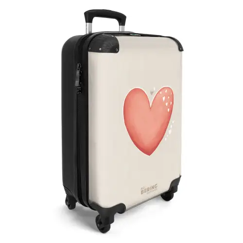 Rood hart op een beige achtergrond NBS - Handbagage koffer - Kinderen Unisex middel -productfoto_3d