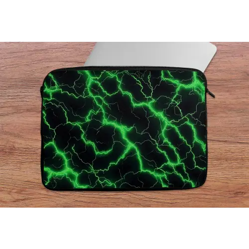 Gaming - Bliksemflitsen - Groen - Energie laptophoes neopreen klein -tafel