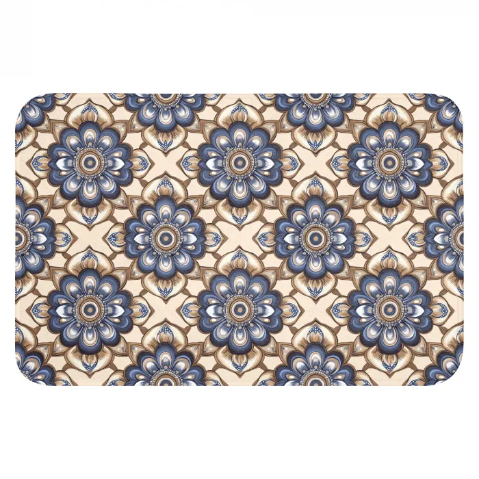 Floraal - Ornament - Blauw Badmat klein 997 -3d