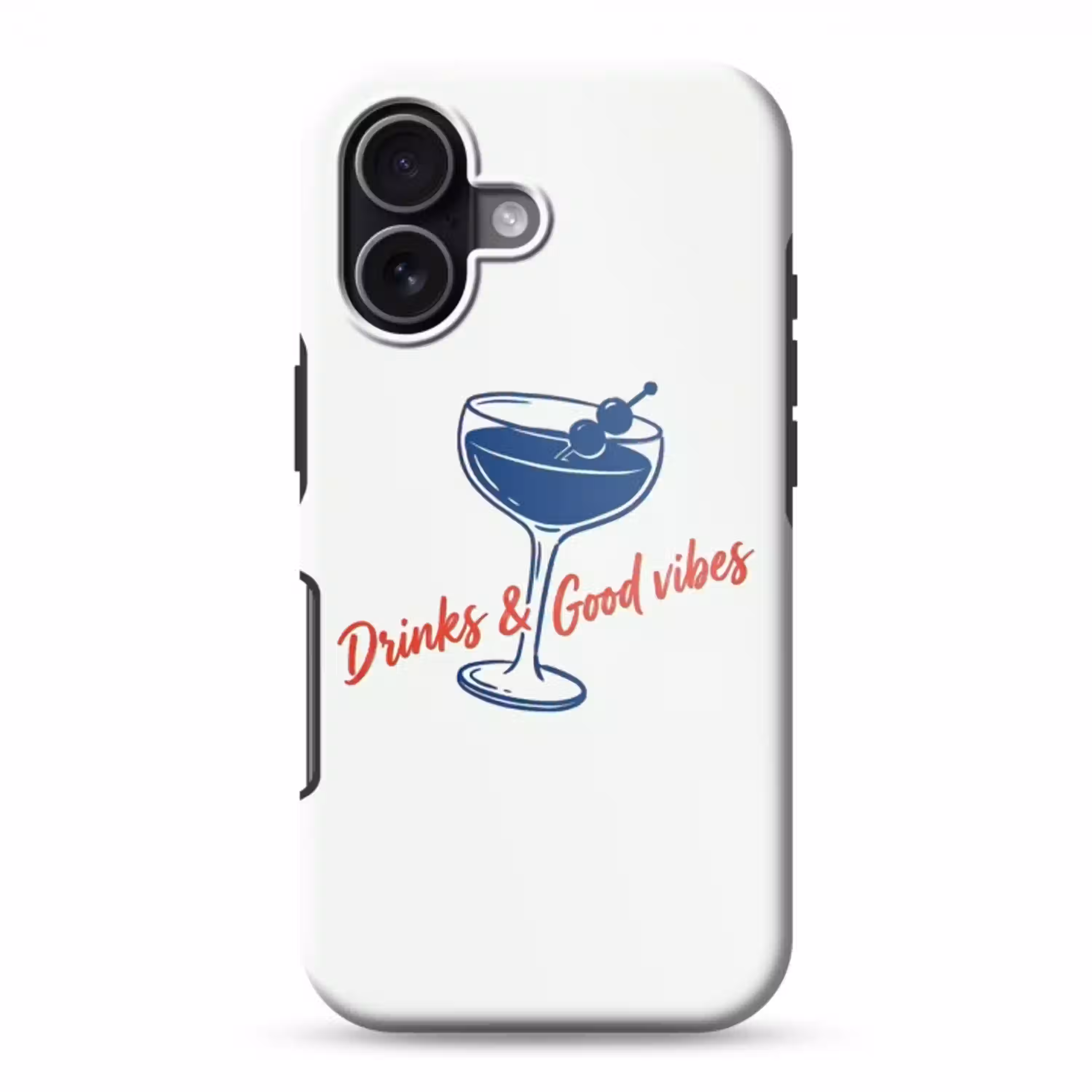Cocktail - Glas - Illustratie - Blauw - Wit Toughcase MagSafe Apple iPhone 17 klein -3d
