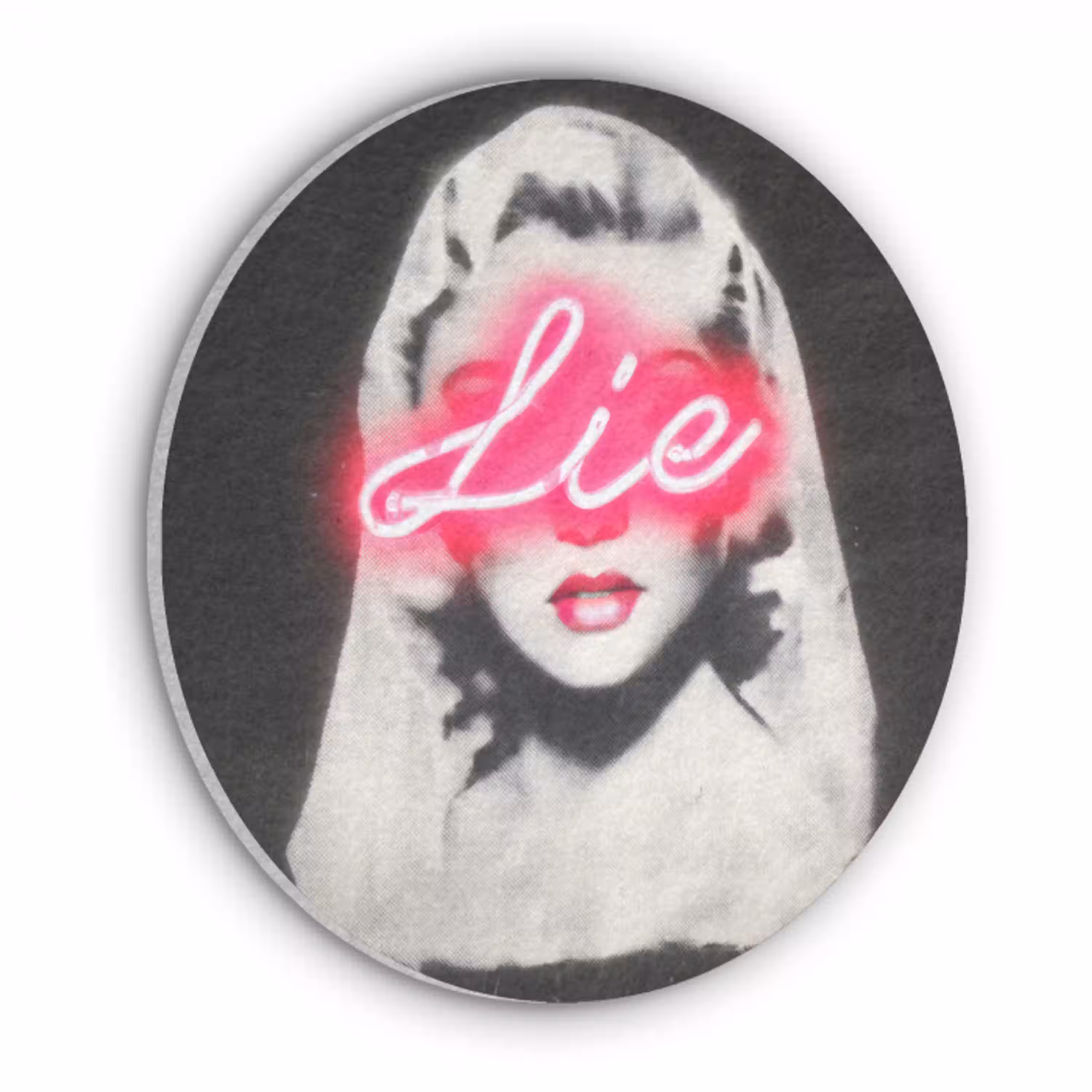 Neon - Letters - Vintage - Vrouw Akoestische PET Vilt - Rond klein -3d