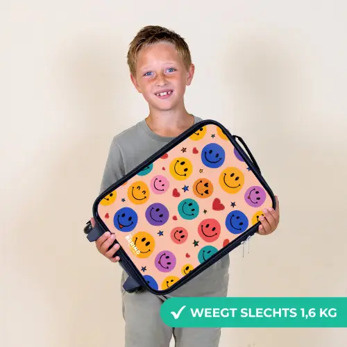 Vrolijk Smiley-patroon Kinderkoffer - Zwart klein -sfeer4_NL