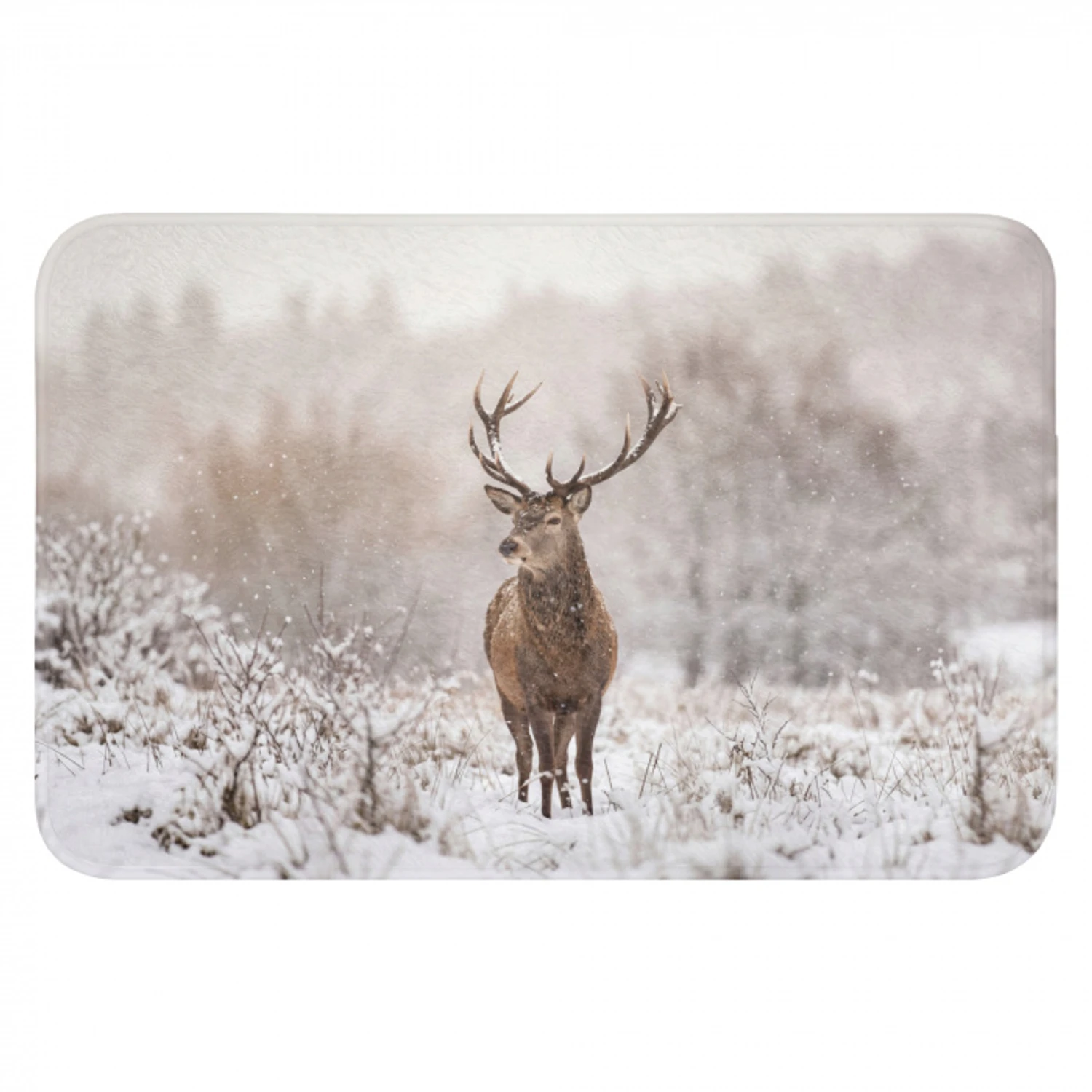 Edelhert - Bos - Sneeuw - Winter - Majestueus Badmat klein -3d