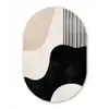 Abstract - Japandi - Beige - Modern Wandcirkel Ovaal Glas middel -3d