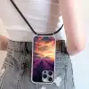 Lavendelveld - Quote - Zonsondergang Hoesje iPhone 16 Pro Max met koord klein -sfeer5