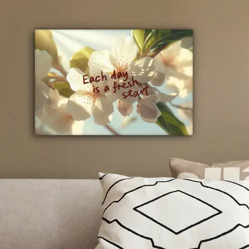 Bloesems - Zonlicht - Quote - Wit canvas 2cm klein -sfeer3