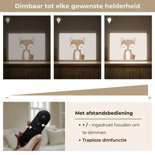 Vos - Dier - Bosdieren Light Box met batterij (Wandlamp kind) middel -USP_dimbaarNL