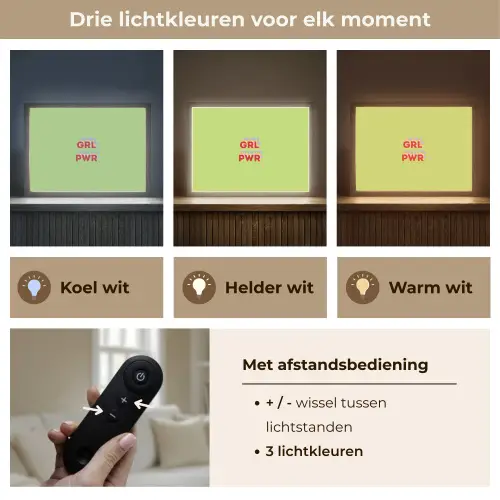 Grl pwr - Groen - Rood - 3D Light Box met batterij (Wandlamp) middel -USP_lichtkleurNL