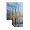 Skyline - Wolkenkrabbers - Water - Blauw Muursticker klein -3d