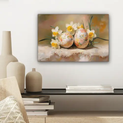 Bloemen - Eieren - Geschilderd canvas 2cm klein -sfeer6