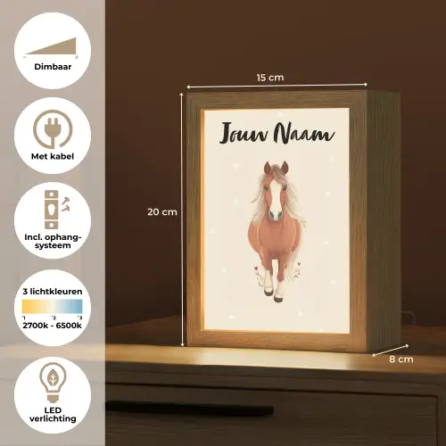 Paard - Galop - Bruin - Stippen Light Box met kabel (Kinderlampje) klein -USP_NL