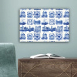 Huizen - Schepen - Blauw canvas 2cm klein 34 -sfeer4
