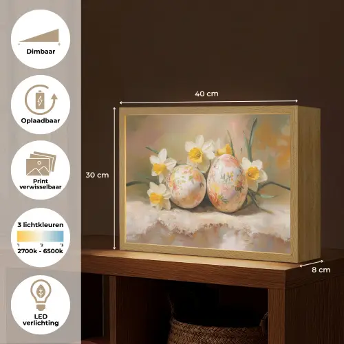 Bloemen - Eieren - Geschilderd Light Box met batterij (Wandlamp) middel -USP_websiteoverzichtNL