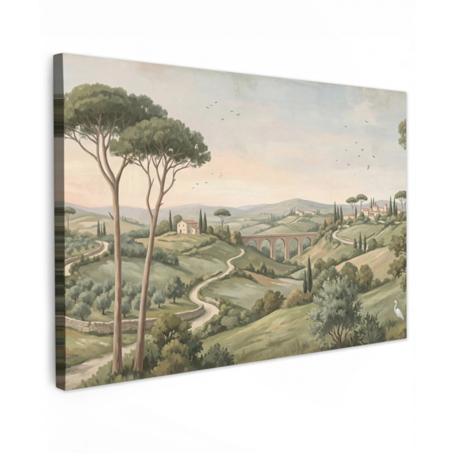 Landschap - Heuvels - Zandpad - Groen canvas 2cm klein -z3d