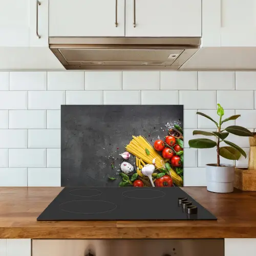 Pasta - Kruiden - Tomaat - Specerijen - Rustiek keuken achterwand spatscherm klein -sfeer2