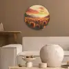 Zonnebloemen - Zonsondergang - Landschap Akoestische PET Vilt - Rond klein -sfeer1