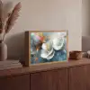 Bloemen - Wit - Goud - Kunst - Abstract Light Box met batterij (Wandlamp) middel -sfeer2