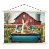Konijn - Boerderij - Eieren textielposter latten blank klein -3d