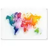 Travel - Quote - Regenboog - Wereldkaart tuinposter los doek groot -3d