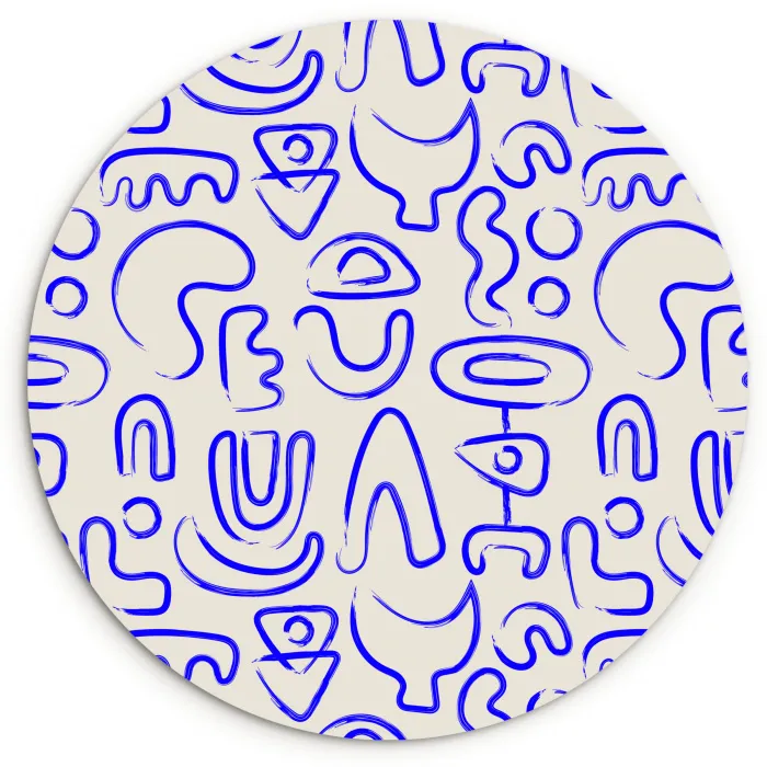 Blauw - Patroon - Abstract - Beige Wandcirkel plexiglas klein 852 -3d