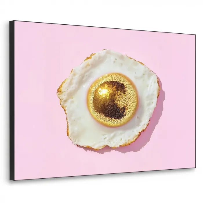 Ei - Disco - Ontbijt - Glitter Textielframe - compleet frame klein -3d