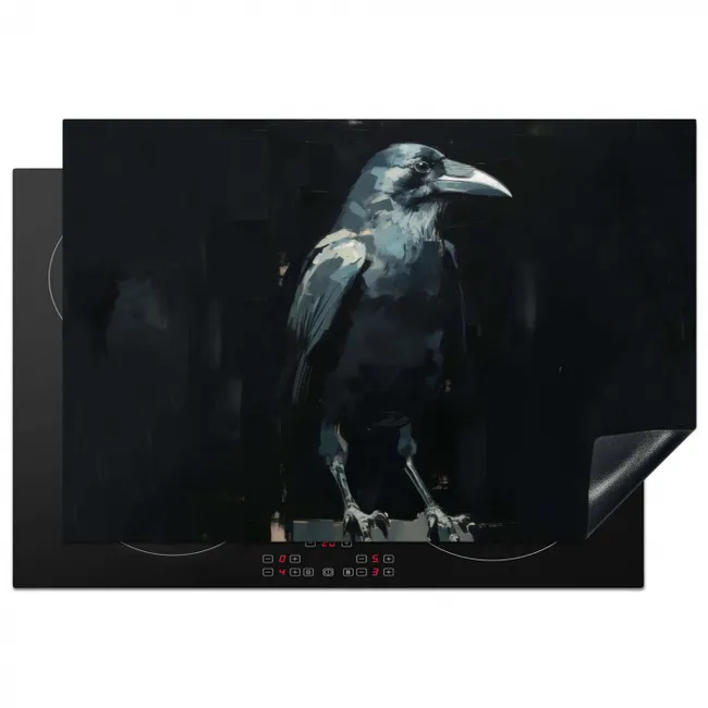Raaf - Vogels - Zwart Inductie beschermer vinyl 3mm klein -3d