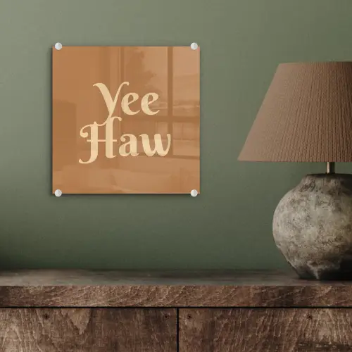 Yee haw - Bruin - Minimalistisch plexiglas 5mm klein -sfeer3