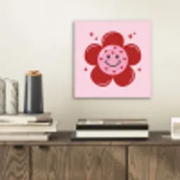 Bloem - Roze - Hartjes aluminium wit klein -sfeer1